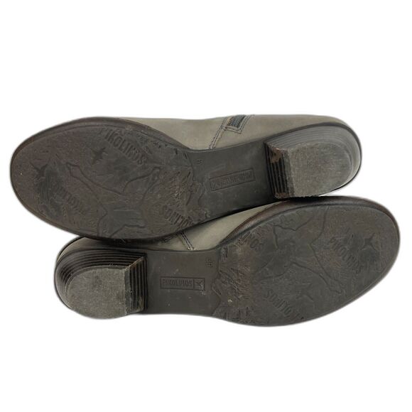 Pikolinos Slouch/Scrunch Ankle Boots-Women 39(US 8.5) Gray Leather-Buckle/Zip-Up - Picture 11 of 14